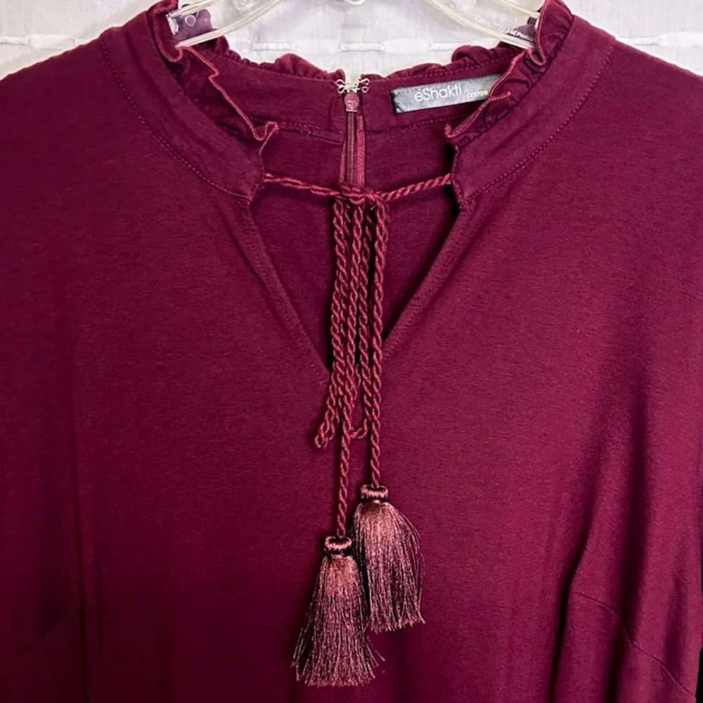 Eshakti Burgundy Embellished Cotton Knit Owl Dress W/ Pockets Size XL / 1X - Picture 4 of 12